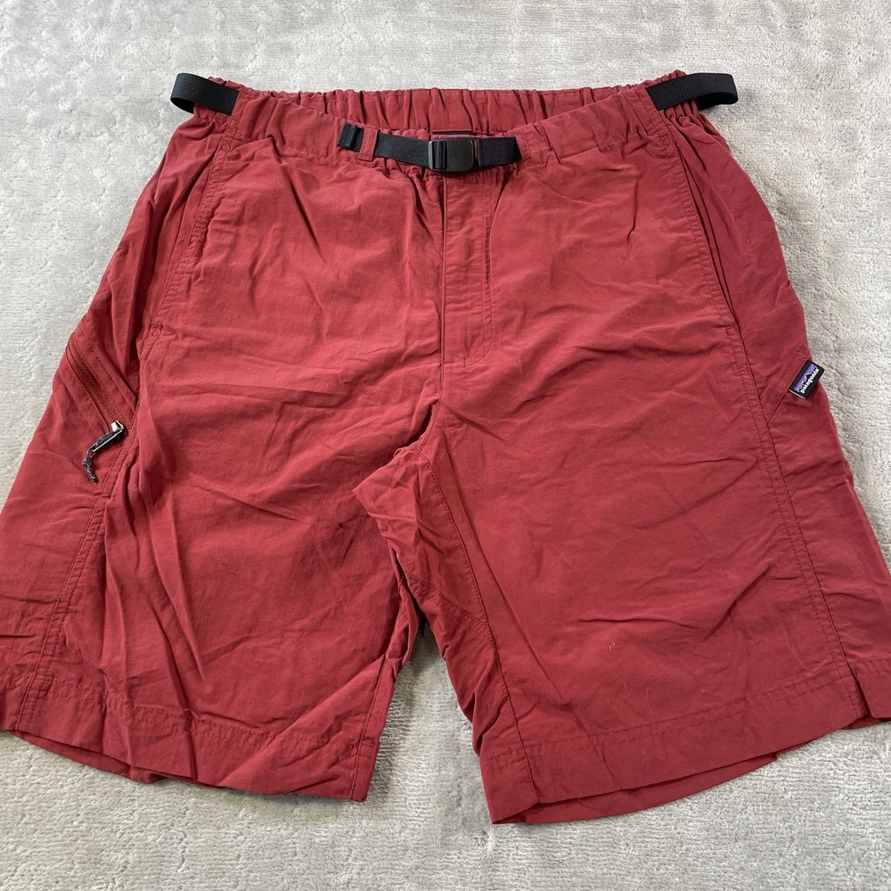 Patagonia Gi III Shorts Mens Medium Red 9" Belted Outdoor Camping Light Hiking